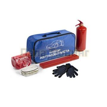 Набор автомобилиста(сумка, огнетушитель ОП2, аптечка, знак аварийный, трос 3,5Т без крюков, перчатки хб) Rival