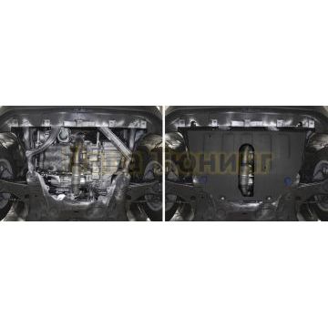 Защита картера + КПП сталь Rival для Jeep Compass, V - 2.4 (150 л.с.); полный привод 2018-/Jeep Renegate, V - 1.4T (170 л.с.); полный привод 2018-/Jeep Renegate, V - 1.4T (170 л.с.); полный привод 2014-2018