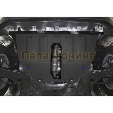Защита картера + КПП сталь Rival для Jeep Compass, V - 2.4 (150 л.с.); полный привод 2018-/Jeep Renegate, V - 1.4T (170 л.с.); полный привод 2018-/Jeep Renegate, V - 1.4T (170 л.с.); полный привод 2014-2018