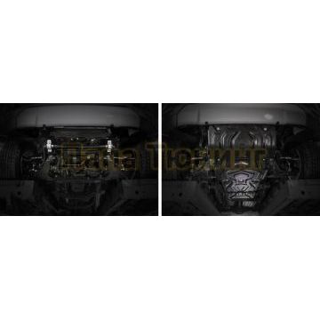 Комплект защит радиатор + картер + КПП + РК сталь Rival для Fiat Fullback, V - 2.4d 2016-/Mitsubishi L200, V - 2.4d; 2,4d H.P. 2018-/Mitsubishi L200, V - 2.4d; 2,4d H.P. 2015-2018/Mitsubishi Pajero Sport, V - 3.0; 2.4d 2016-