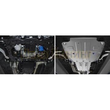 Комплект защит картер + КПП + РК алюминий 4 мм Rival для Kia Stinger, V - 2.0T; 3.3T, полный привод 2018-/Genesis G70 V - 2.0T, полный привод 2018-