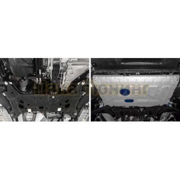 Защита картера + КПП алюминий 4 мм Rival для Ford Transit, V - 2.2d; передний привод 2014-2017/Ford Transit, V - 2.2d; передний привод 2017-/Ford Tourneo Custom, V - 2.2d; передний привод 2012-2018/Ford Tourneo Custom, V - 2.2d; передний привод 2012-2018