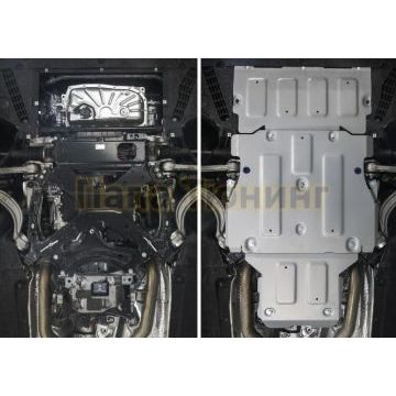 Комплект защит картер + КПП + РК алюминий 4 мм Rival для Audi A7, V - 3.0 (340 л.с.) 2018-/Audi A6, V - 3.0 (340 л.с.); 2.0 (245 л.с.); 2.0d (190 л.с.) 2018-