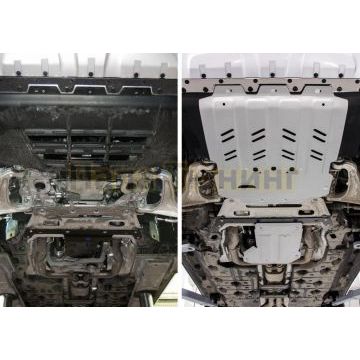 Комплект защит картер + КПП + РК алюминий 4 мм RIVAL для Maserati Levante, V - 3.0 (350л.с); 3.0 (430л.с); 3.0d (275л.с);18-модельный год с ЭУР; 2 Части 2017-