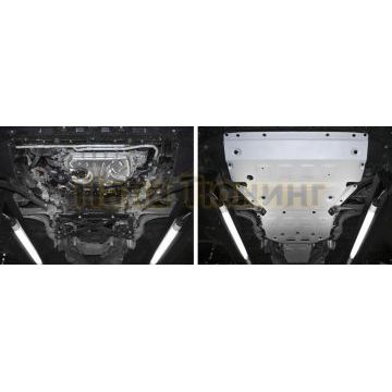 Комплект защит картер + КПП +РК алюминий 4 мм RIVAL для Lamborghini Urus, V-4.0T; Серый 2018-