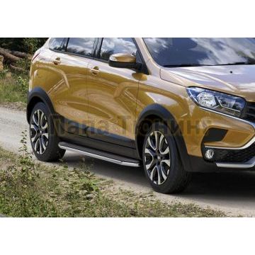 Пороги алюминиевые Rival Premium для Lada X-RAY Cross 2018-