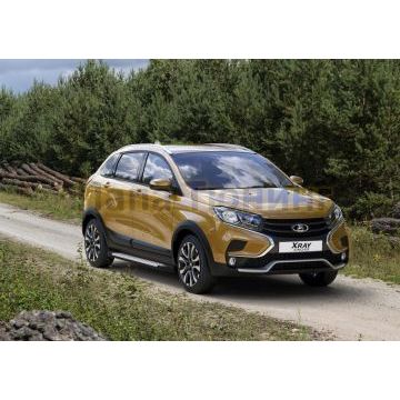 Пороги алюминиевые Rival BMW-Style для Lada X-RAY Cross 2018-