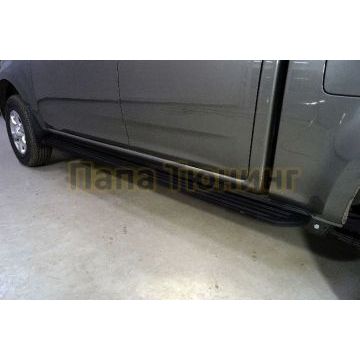 Пороги алюминиевые "Slim Line Black" 2220 мм ТСС для Great Wall Wingle 7 4WD 2.0 TD 2020-