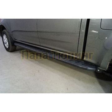 Пороги алюминиевые с пластиковой накладкой (карбон черные) 2220 мм ТСС для Great Wall Wingle 7 4WD 2.0 TD 2020-