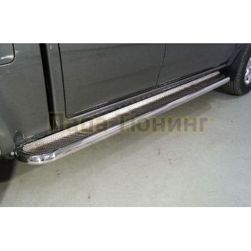 Пороги с площадкой (нерж. лист) 60,3 мм ТСС для Great Wall Wingle 7 4WD 2.0 TD 2020-
