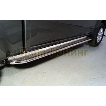 Пороги с площадкой (нерж. лист) 42,4 мм ТСС для Great Wall Wingle 7 4WD 2.0 TD 2020- Пороги с площадкой (нерж. лист) 42,4 мм ТСС для Great Wall Wingle 7 4WD 2.0 TD 2020-