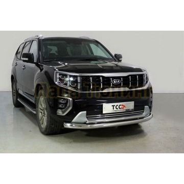Защита передняя нижняя (двойная) 76,1/42,2 мм ТСС для Kia Mohave 2020- Защита передняя нижняя (двойная) 76,1/42,2 мм ТСС для Kia Mohave 2020-