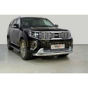 Защита передняя нижняя (овальная) 75х42 мм ТСС для Kia Mohave 2020- Защита передняя нижняя (овальная) 75х42 мм ТСС для Kia Mohave 2020-