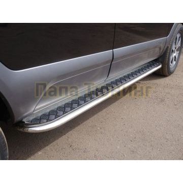 Пороги овальные с площадкой 75х42 мм ТСС для Kia Mohave 2020- Пороги овальные с площадкой 75х42 мм ТСС для Kia Mohave 2020-