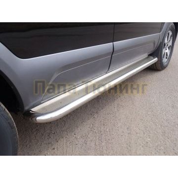 Пороги с площадкой (нерж. лист) 60,3 мм ТСС для Kia Mohave 2020- Пороги с площадкой (нерж. лист) 60,3 мм ТСС для Kia Mohave 2020-