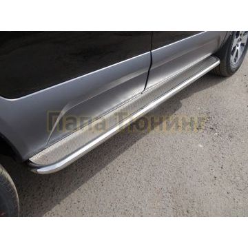 Пороги с площадкой (нерж. лист) 42,4 мм ТСС для Kia Mohave 2020- Пороги с площадкой (нерж. лист) 42,4 мм ТСС для Kia Mohave 2020-
