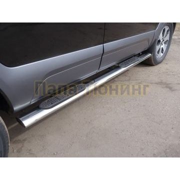 Пороги овальные с накладкой 120х60 мм ТСС для Kia Mohave 2020- Пороги овальные с накладкой 120х60 мм ТСС для Kia Mohave 2020-