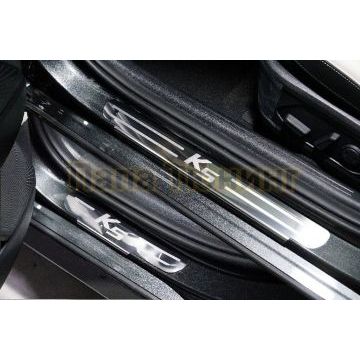 Накладки на пороги (лист зеркальный надпись K5) ТСС для Kia K5 2020- Накладки на пороги (лист зеркальный надпись K5) ТСС для Kia K5 2020-