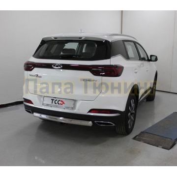 Защита задняя (овальная) 75х42 мм ТСС для Chery Tiggo 7 PRO 2WD 2020-