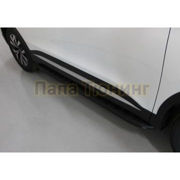 Пороги алюминиевые с пластиковой накладкой (карбон черные) 1720 мм ТСС для Chery Tiggo 7 PRO 2020- Пороги алюминиевые с пластиковой накладкой (карбон черные) 1720 мм ТСС для Chery Tiggo 7 PRO 2020-
