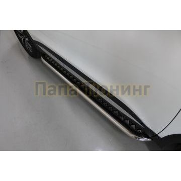 Пороги с площадкой (нерж. лист) 75х42 мм ТСС для Chery Tiggo 7 PRO 2020- Пороги с площадкой (нерж. лист) 75х42 мм ТСС для Chery Tiggo 7 PRO 2020-