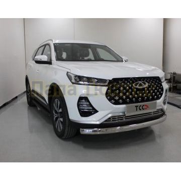 Защита передняя нижняя (овальная) 75х42 мм ТСС для Chery Tiggo 7 PRO 2020-