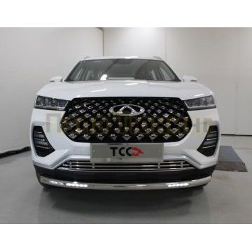 Защита передняя нижняя (с ДХО) 60,3 мм ТСС для Chery Tiggo 7 PRO 2020-