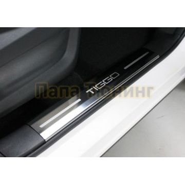 Накладки на пластиковые пороги (лист зеркальный надпись Tiggo) 4шт ТСС для Chery Tiggo 7 PRO 2020- Накладки на пластиковые пороги (лист зеркальный надпись Tiggo) 4шт ТСС для Chery Tiggo 7 PRO 2020-
