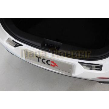 Накладки на задний бампер (лист зеркальный с полосой) 2шт ТСС для Chery Tiggo 7 PRO 2020- Накладки на задний бампер (лист зеркальный с полосой) 2шт ТСС для Chery Tiggo 7 PRO 2020-
