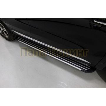 Пороги алюминиевые "Slim Line Silver" 1720 мм ТСС для Changan CS75 FL 2020-