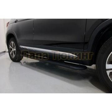 Пороги алюминиевые "Slim Line Black" 1720 мм ТСС для Changan CS75 FL 2020-