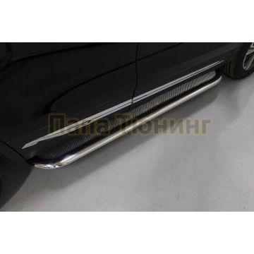 Пороги с площадкой (нерж. лист) 75х42 мм ТСС для Changan CS75 FL 2020-