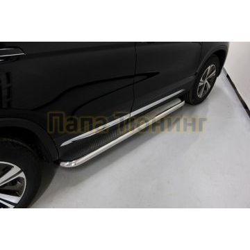 Пороги с площадкой (нерж. лист) 60,3 мм ТСС для Changan CS75 FL 2020-