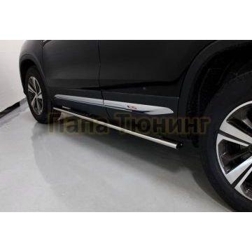 Пороги овальные с накладкой 75х42 мм ТСС для Changan CS75 FL 2020-