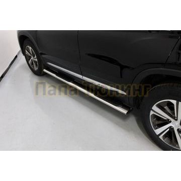 Пороги овальные с накладкой 120х60 мм ТСС для Changan CS75 FL 2020-