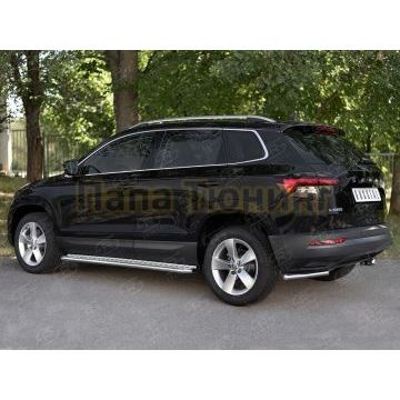 Защита заднего бампера уголки d42 секции для Skoda Karoq 2020-