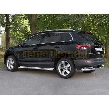 Защита заднего бампера d57 секции-d42 уголки для Skoda Karoq 2020-