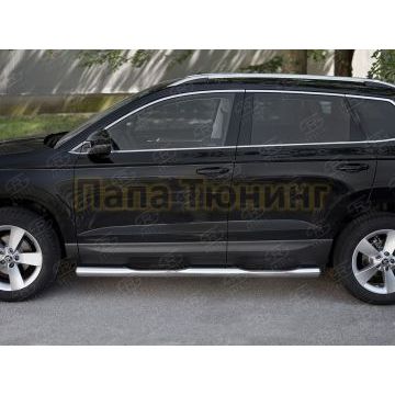 Пороги труба d76 с накладкой (вариант 3) для Skoda Karoq 2020-
