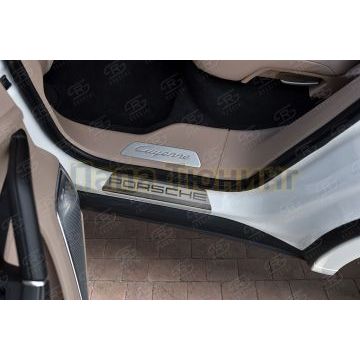 Накладки на пороги RUSSTAL (нерж., шлиф., надпись) для Porsche Cayenne 3 2017-