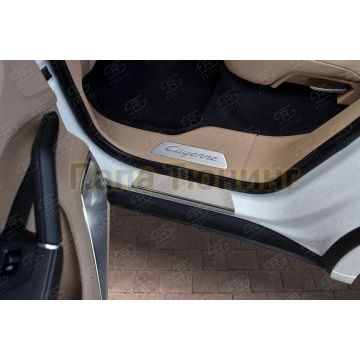 Накладки на пороги RUSSTAL (нерж., зеркало) для Porsche Cayenne 3 2017-