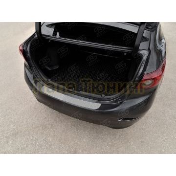 Накладка на задний бампер RUSSTAL (нерж., зеркало) для Mazda 3 2013-2018