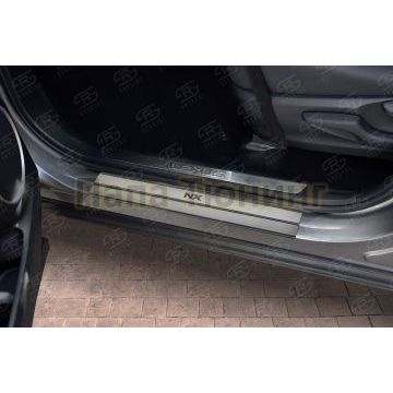 Накладки на пороги RUSSTAL (нерж., шлиф., надпись) для Lexus NX (not F-Sport) 2014-2017