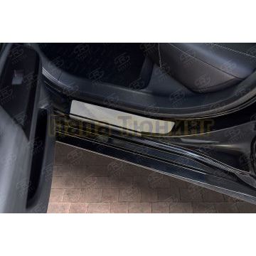 Накладки на пороги RUSSTAL (нерж., зеркало) для Lexus ES200-ES250-ES350 2018-