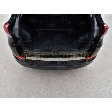 Накладка на задний бампер RUSSTAL (нерж., шлиф) для Hyundai Tucson 2015-2018