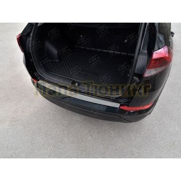 Накладка на задний бампер RUSSTAL (нерж., зеркало) для Hyundai Tucson 2015-2018
