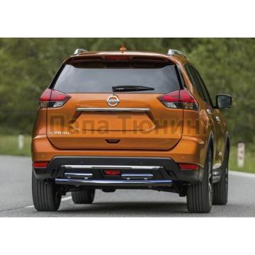 Защита заднего бампера d57+d42 Rival для Nissan X-Trail T32 2018-