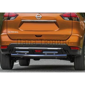Защита заднего бампера d57+d42 Rival для Nissan X-Trail T32 2018-
