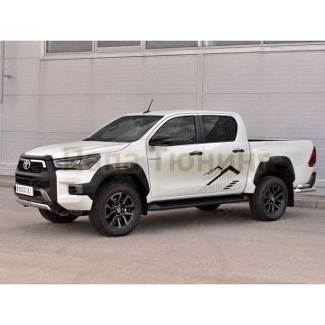 Защита переднего бампера d75х42 дуга RUSSTAL для Toyota Hilux Black Onyx 2020-