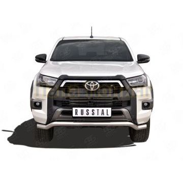 Защита переднего бампера d57 волна RUSSTAL для Toyota Hilux Black Onyx 2020-