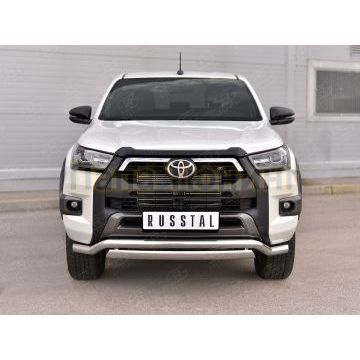 Защита переднего бампера d63 волна-d75х42 дуга RUSSTAL для Toyota Hilux Black Onyx 2020-
